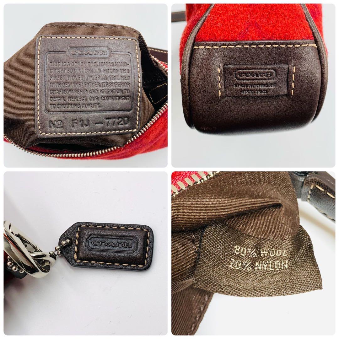 美品✨コーチ y2k アクセサリーポーチ スエード シグネチャー 赤