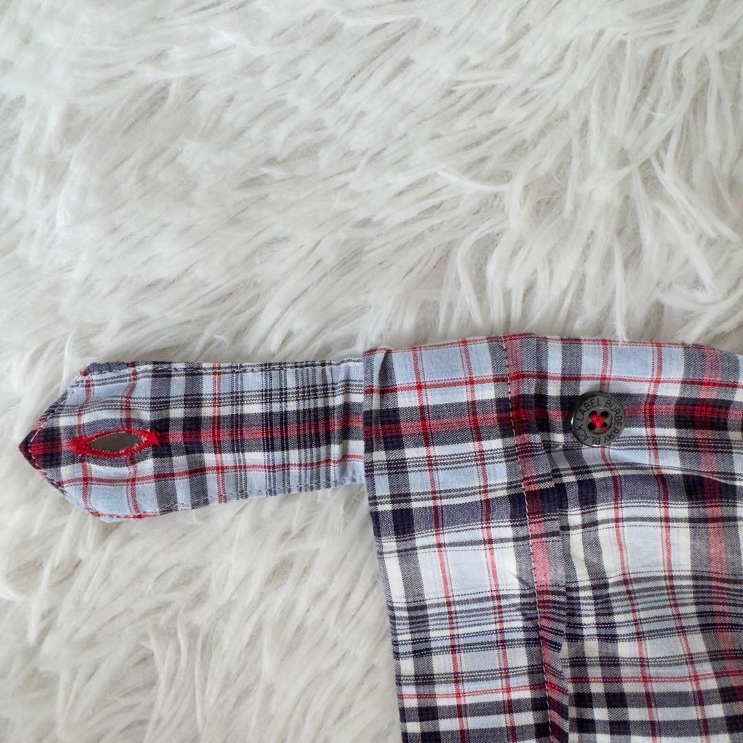 BURBERRY✨マドラスチェック　刺繍ロゴ　ロゴ刻印ボタン　襟ワイヤー入り