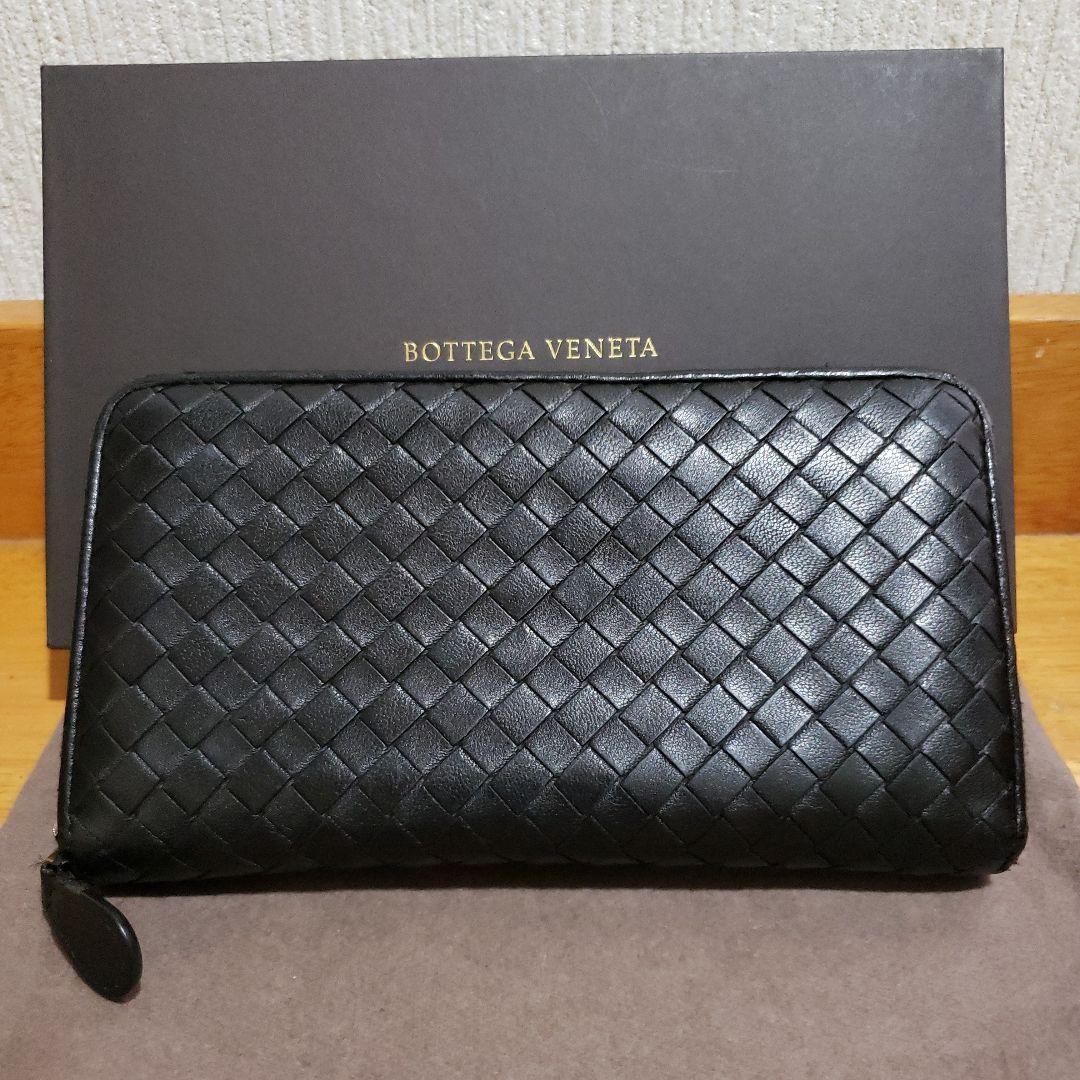 長財布 美品 ボッテガヴェネタ 長財布 ラウンドファスナー ブラック