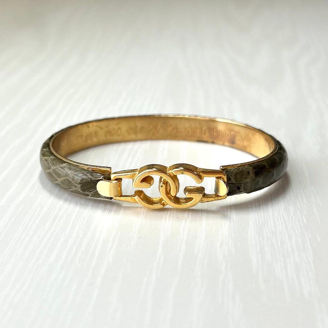 希少✨ GUCCI バングル  パイソン 24K GP ゴールド 刻印