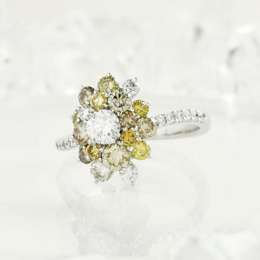 Pt900 カラーダイヤモンド リング Yc2Ee-m59050525671 計1.67ct HOT特価