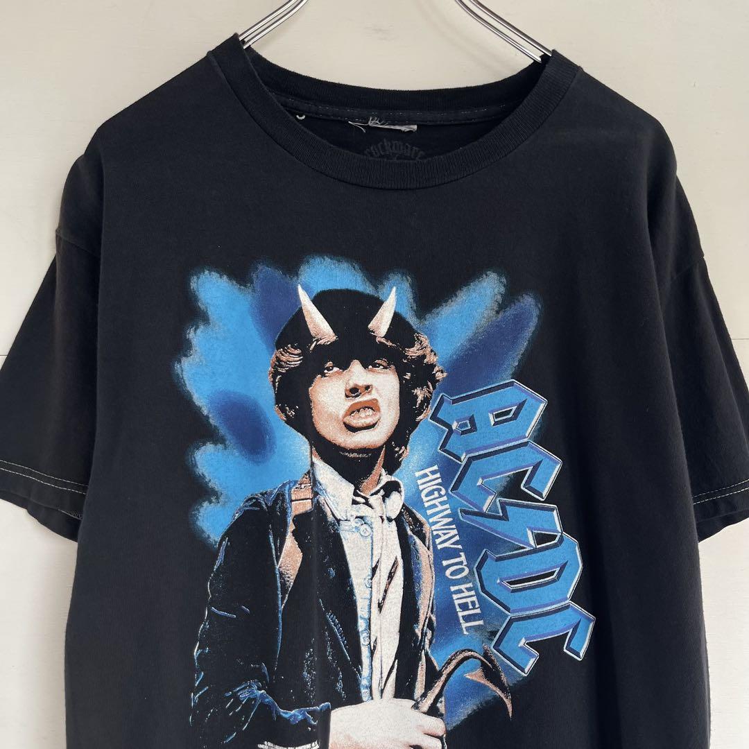 AC/DC プリントTシャツ バンドT ミュージックT アンガスヤング