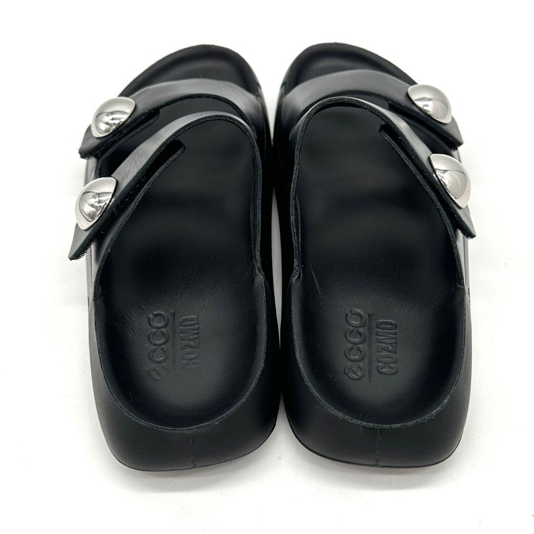 〈美品〉ecco エコー【24.5cm】レザー 2ストラップサンダル 黒