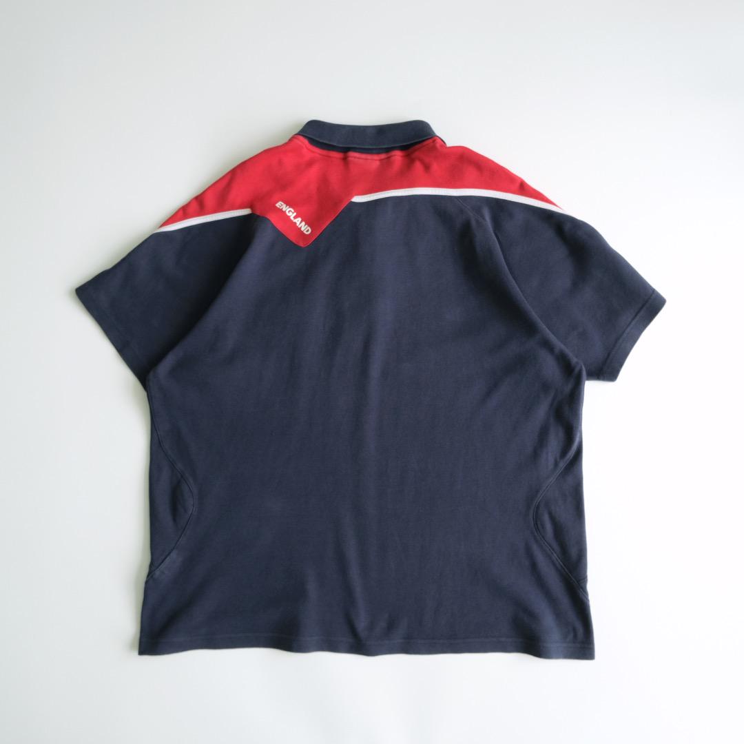 Umbro 00s ネイビー ポロシャツ イングランド代表　刺繍ロゴ　XL 古着 Umbro 00s ネイビー ポロシャツ イングランド代表 刺繍ロゴ XL