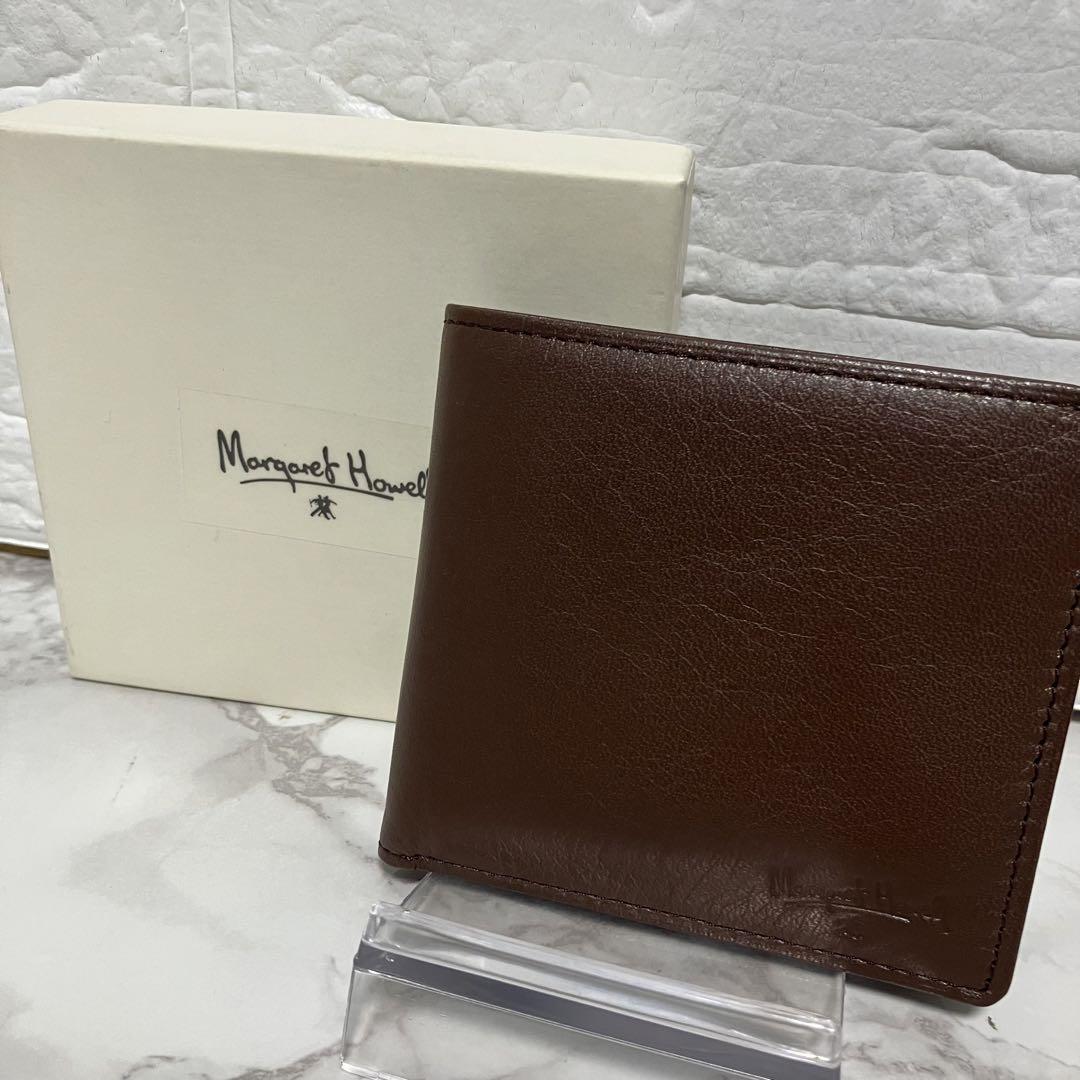 【箱付き】マーガレットハウエル　牛革　折り財布　ブラウン　ビジネス