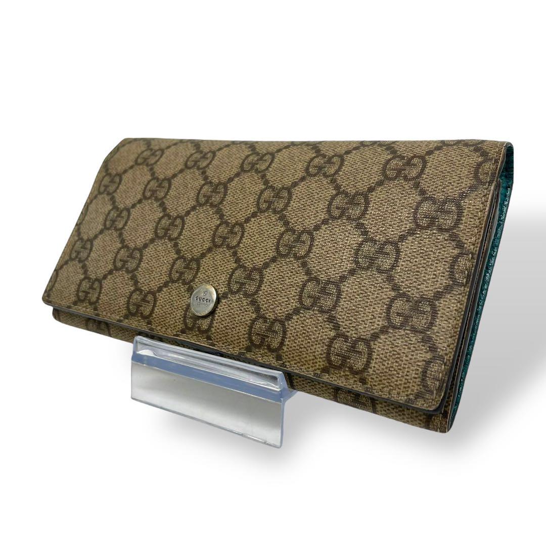 極美品　GUCCI グッチ 長財布 二つ折り財布 pvc GGスプリーム ブルー