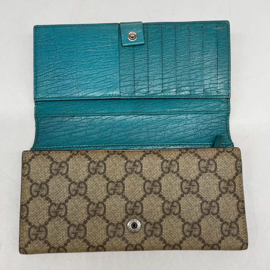 極美品　GUCCI グッチ 長財布 二つ折り財布 pvc GGスプリーム ブルー