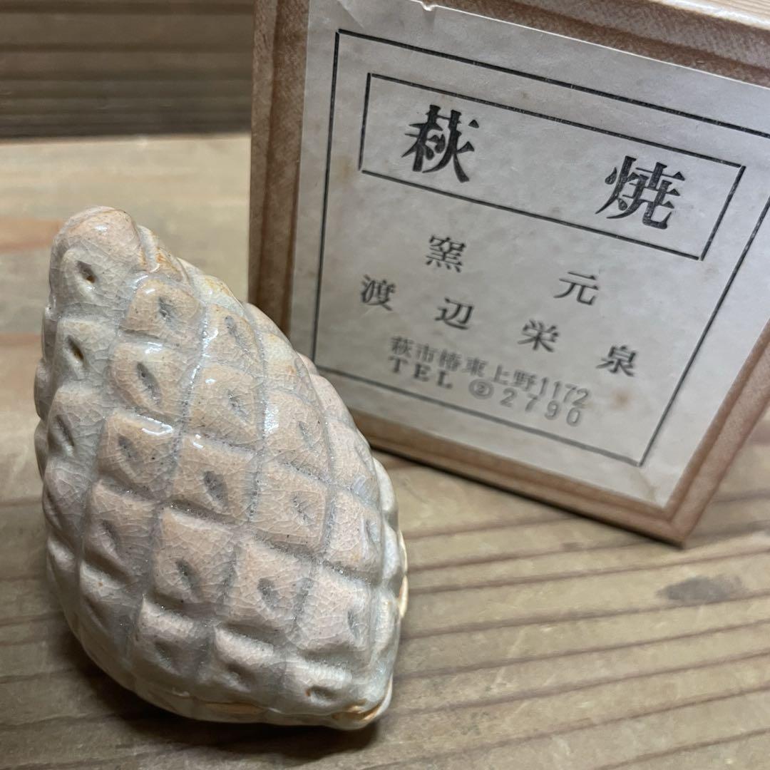 萩焼 渡辺栄泉 香合【m1347 松ぼっくり 茶道具 茶器 茶道 香道