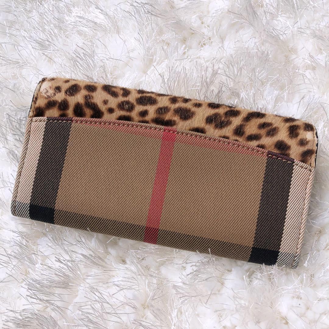 983 BURBERRY バーバリー 長財布ヒョウ柄 ノバチェック レオパード