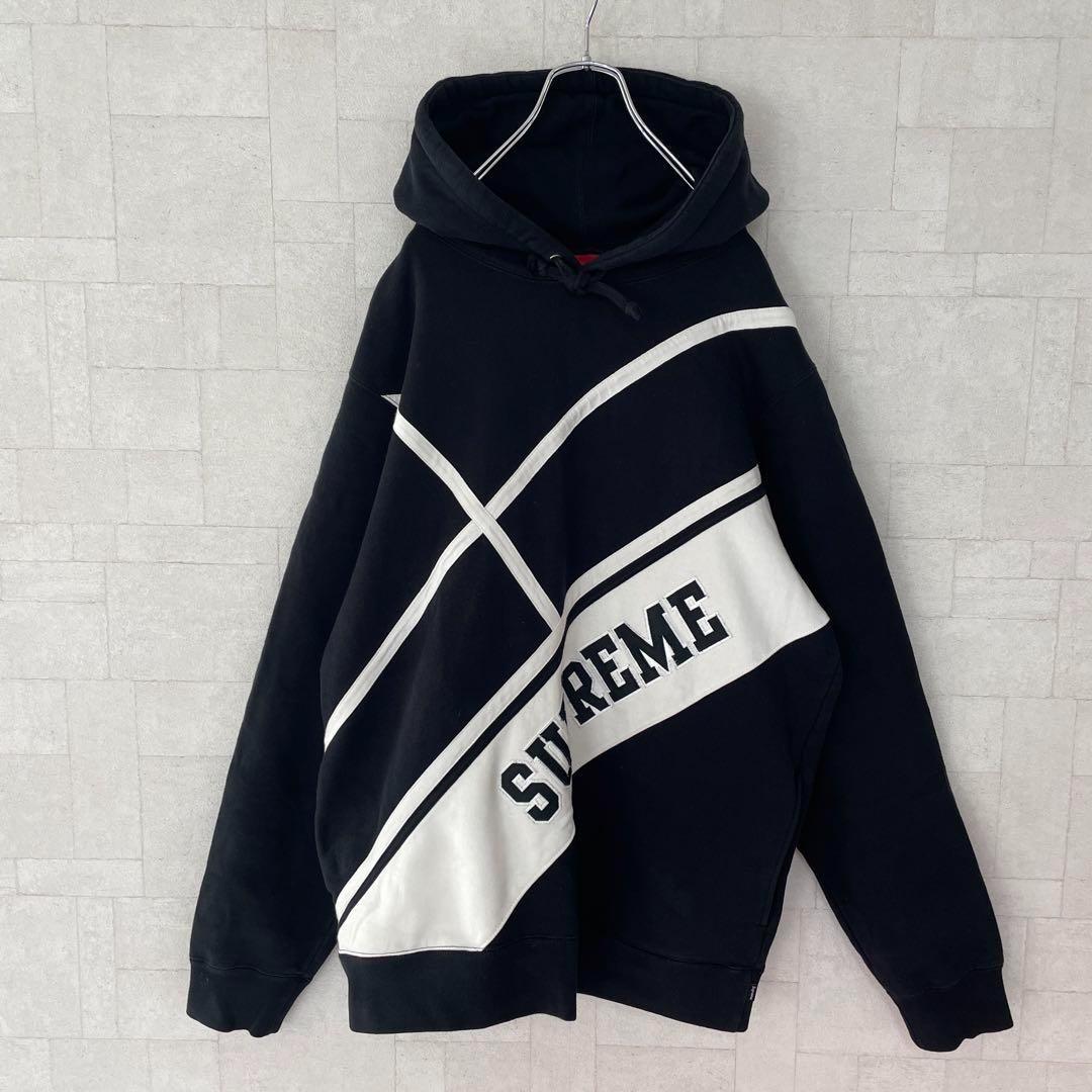 14【即完売品】シュプリーム☆ビッグロゴ　希少カラー最高デザイン　パーカー美品. a【人気Lサイズ】シュプリーム☆刺繍ビッグロゴ バイカラー