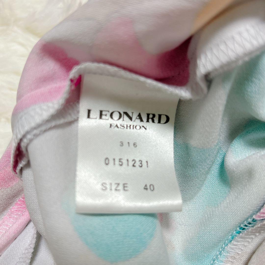 極美品✨️LEONARD】 L 40 カンカン素材 お花柄 上品 近年タグ
