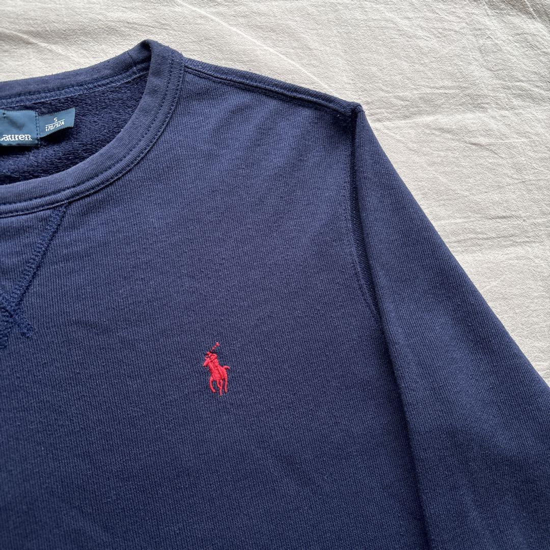 【現行】Ralph Lauren スウェット \"前V\" ネイビー ワンポイント