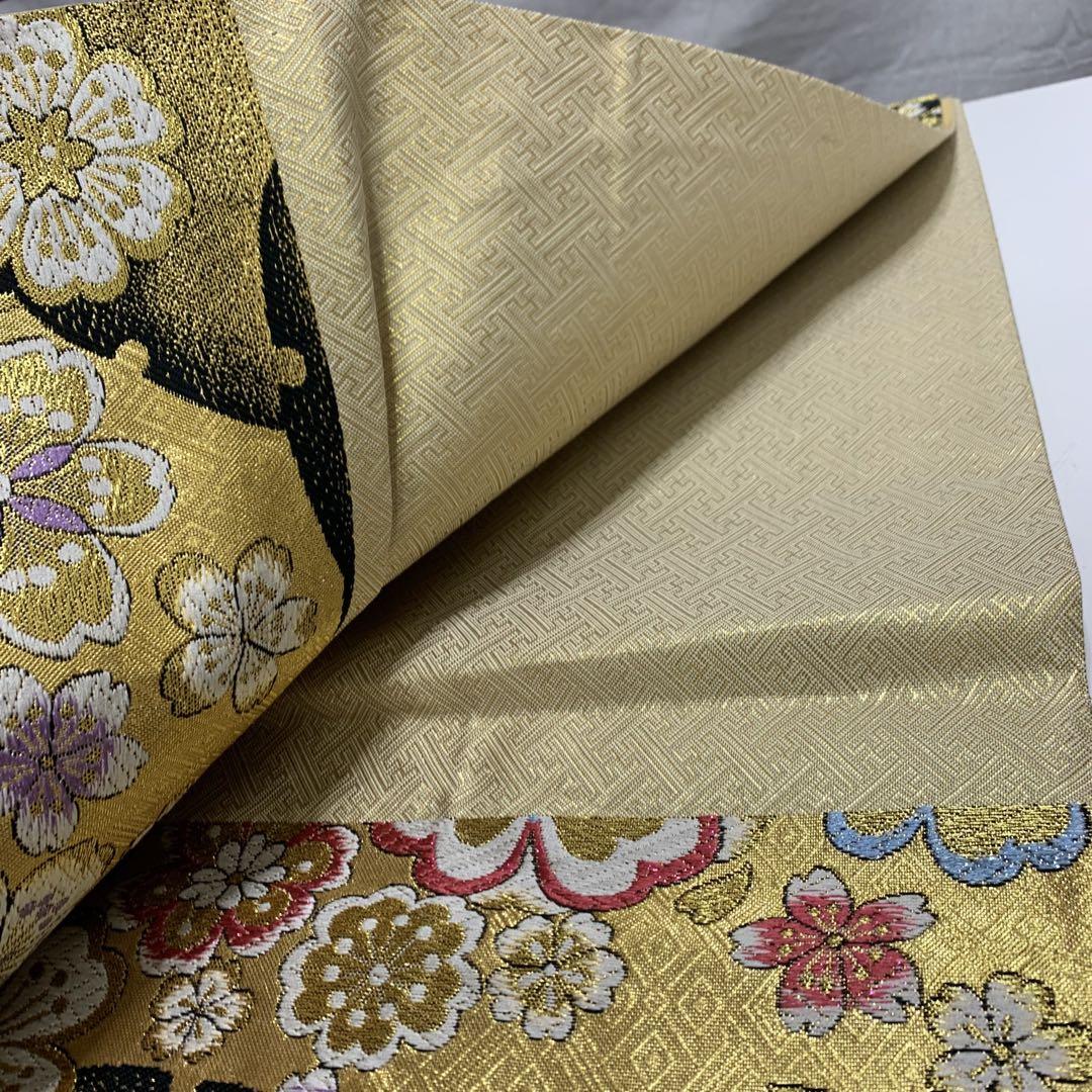B74 正絹 桜模様 花模様 六通袋帯 振袖など 着物 B74 正絹 桜模様 花模様 六通袋帯 振袖など 着物