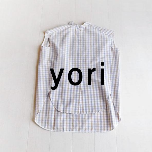 ヨリ yori チェック柄 ノースリーブチェックビックシャツ ブラウス B448