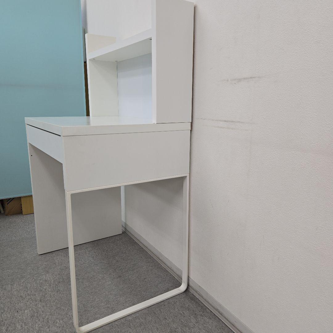 値下げ【美品】IKEAイケア MICKEミッケ ホワイト上部棚付き 引き出し付机