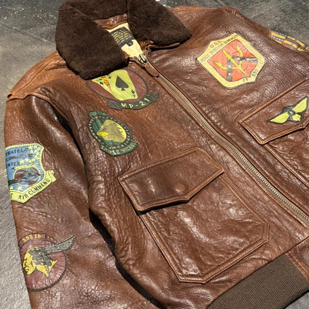 70s 米軍 USAF 本革ラムレザー G-1 フライトジャッケット Lブラウン