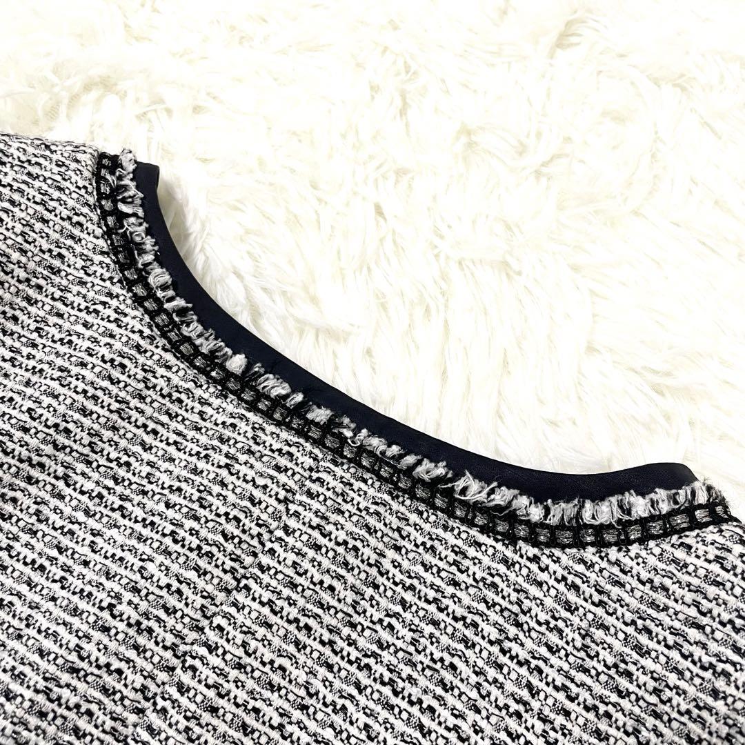 美品✨【23区】大きいサイズ ノーカラージャケット ツイード ラメ 46 3XL
