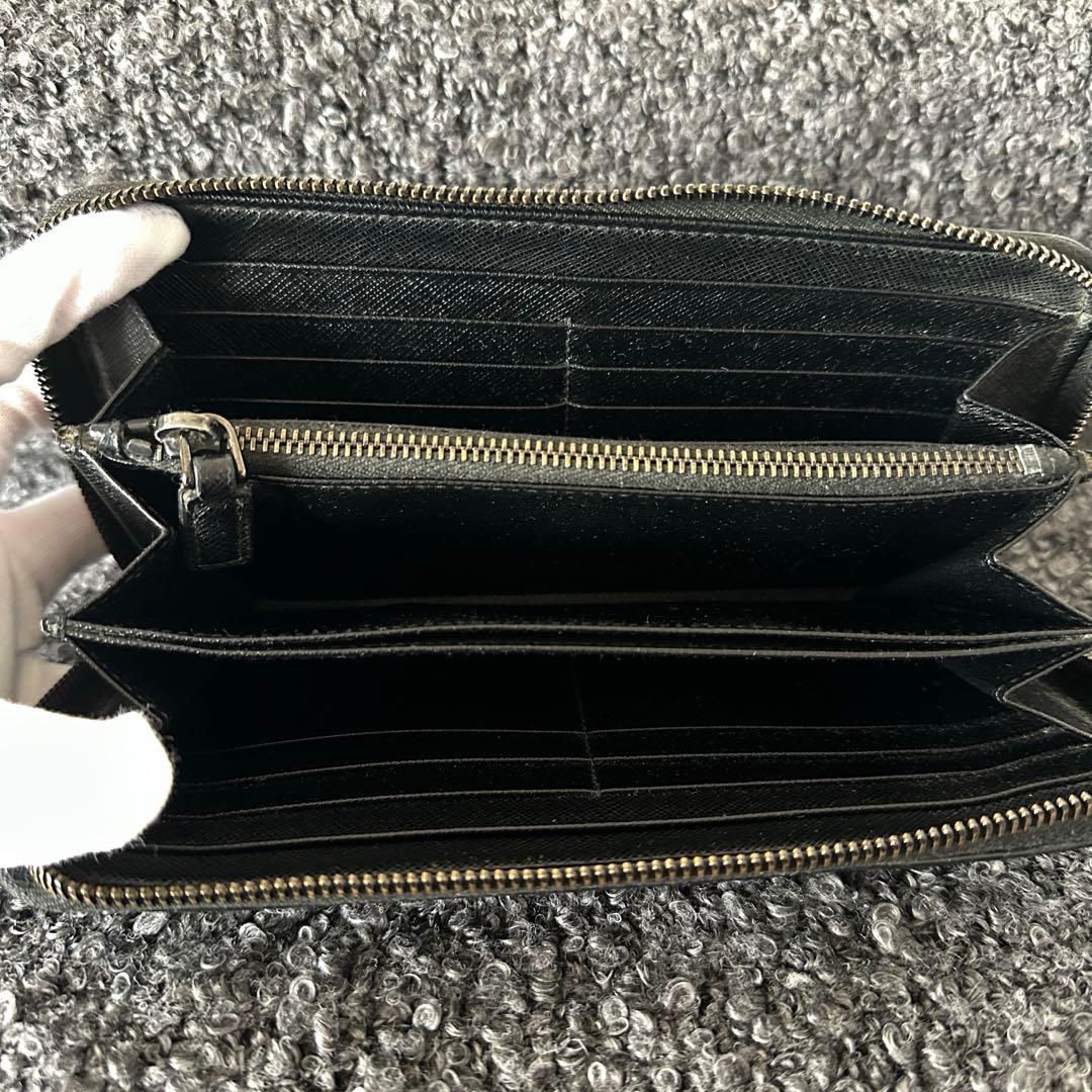 PRADA ブラック レザー 長財布 メンズ