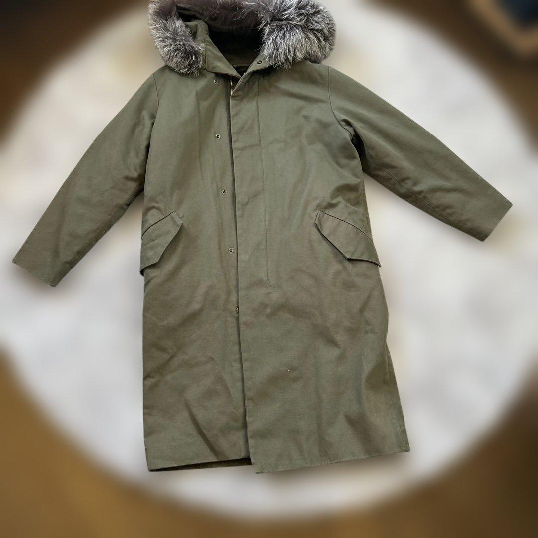 AdamETROPEオリーブ色ファー付きモッズコート
