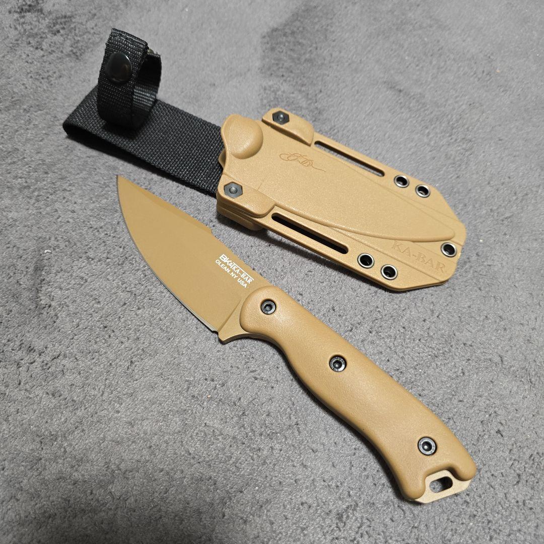 KA-BAR BK-18 ナイフ タン色 シース付き　ケイバー