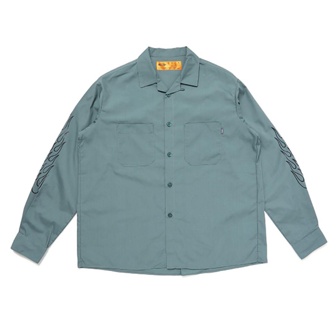 ネイバーフッドチャレンジャー L/S FIRE WORK SHIRT グリーン Sサイズ 長袖