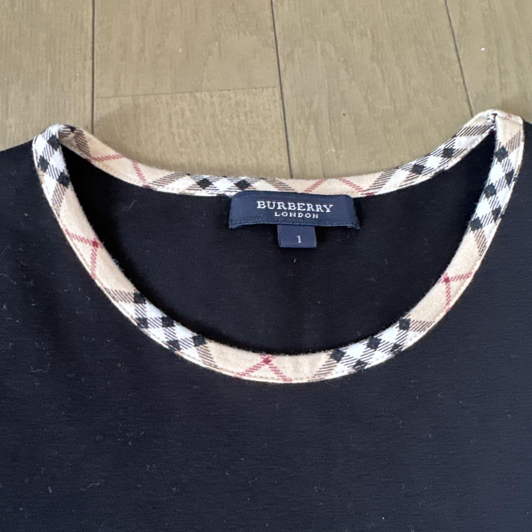 試着のみ　BURBERRY 半袖Tシャツ ブラック チェック柄 美品 BURBERRY ブラック 半袖Tシャツ チェック柄襟 - メルカリ