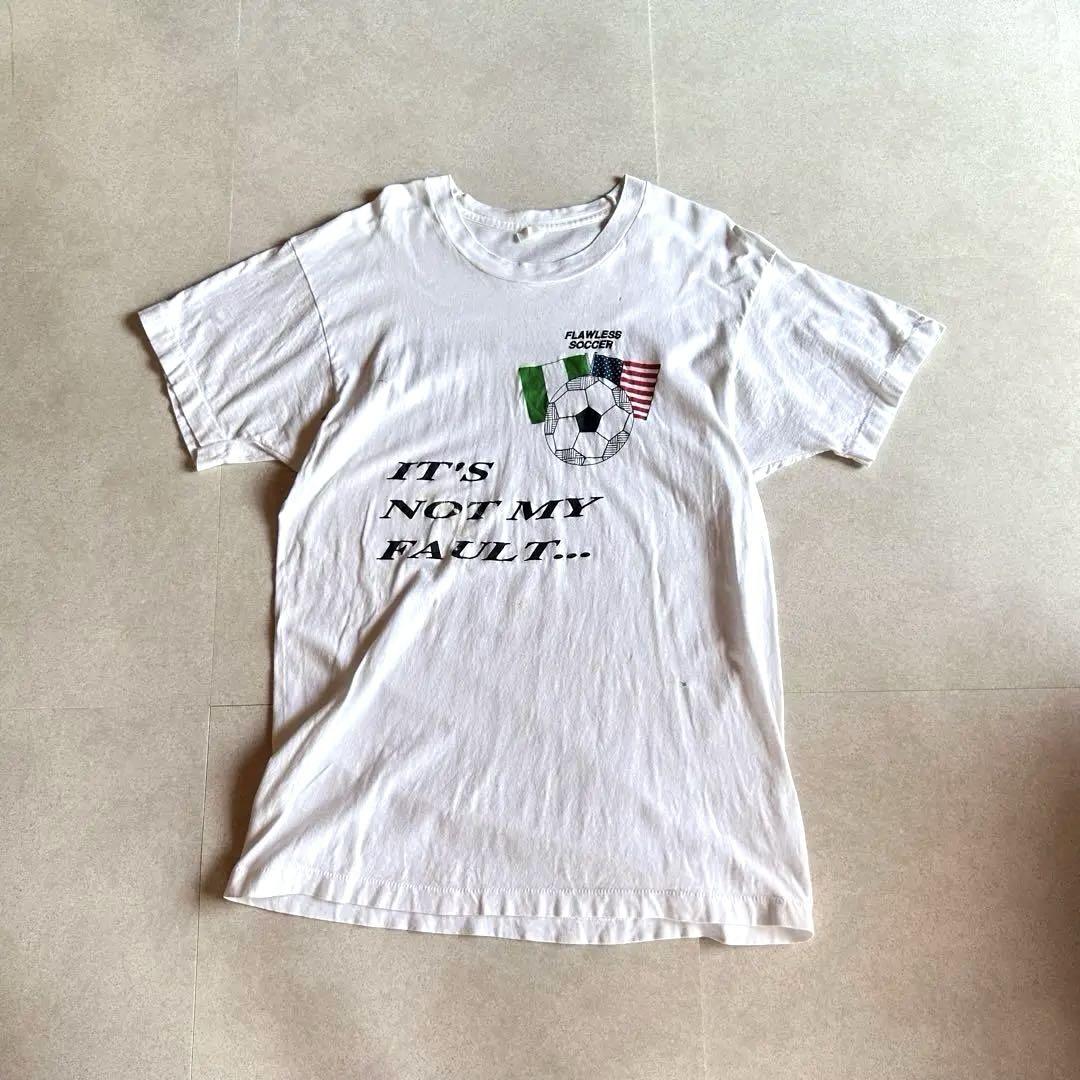 80s~ ヴィンテージTシャツ シングルステッチ サッカー ノーファール