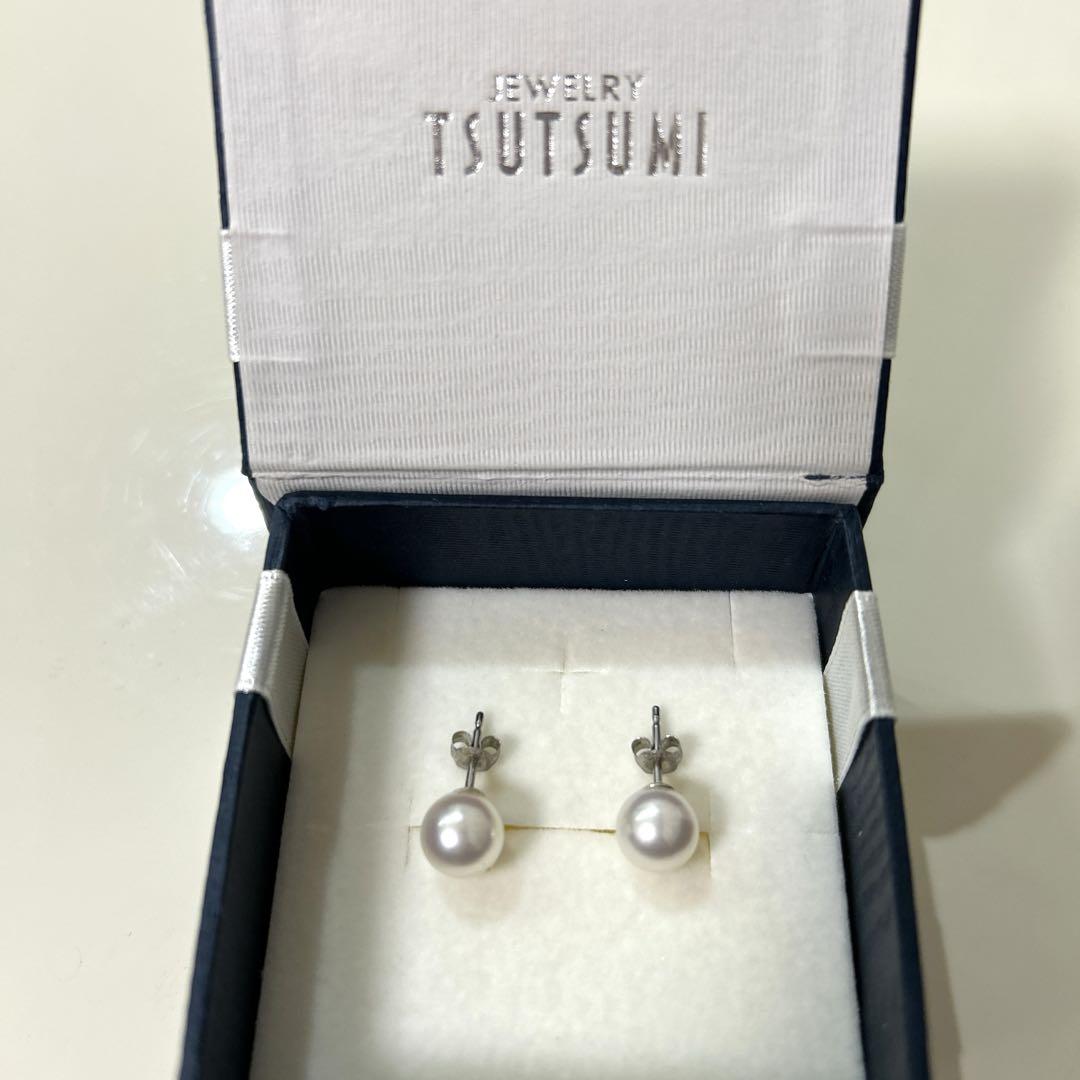ジュエリーTSUTSUMI ✳︎プラチナアコヤ真珠ピアス（8mm）