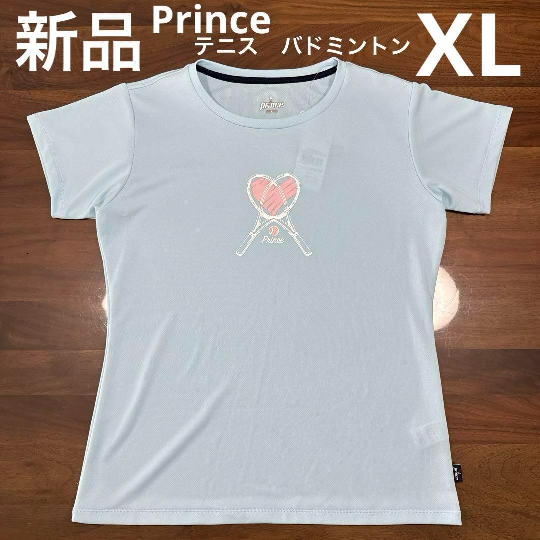 gaakoページ　新品　プリンス　テニス　バドミントン　半袖Tシャツ 新品 プリンス テニス バドミントン 半袖Tシャツ ラケット 水色