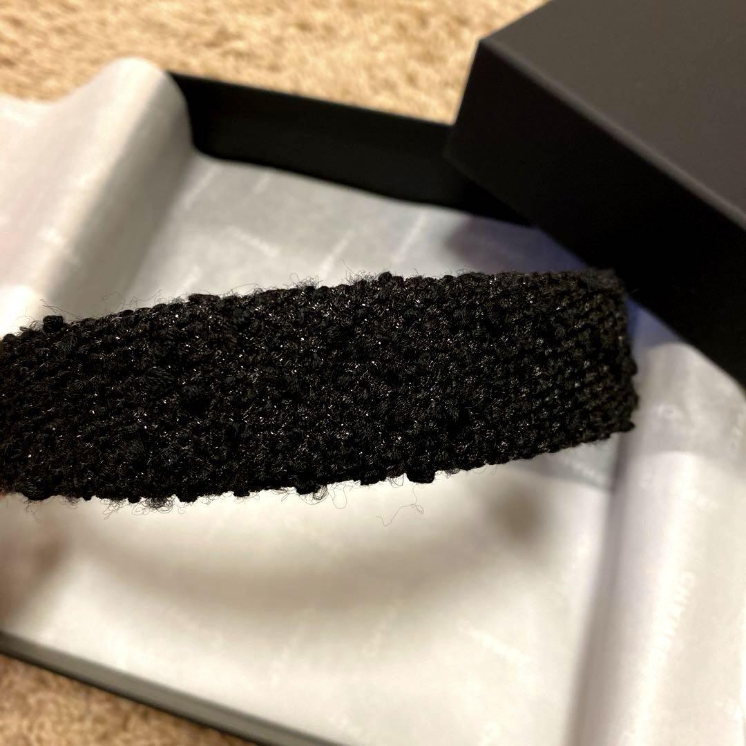 美品　シャネル　ツィード　カチューシャ　　ヘアバンド　ブラック