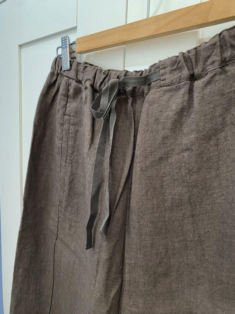 贅沢品 お値下げ！未使用品☆パドカレ サルエルパンツ ブラウン系 麻 パンツ