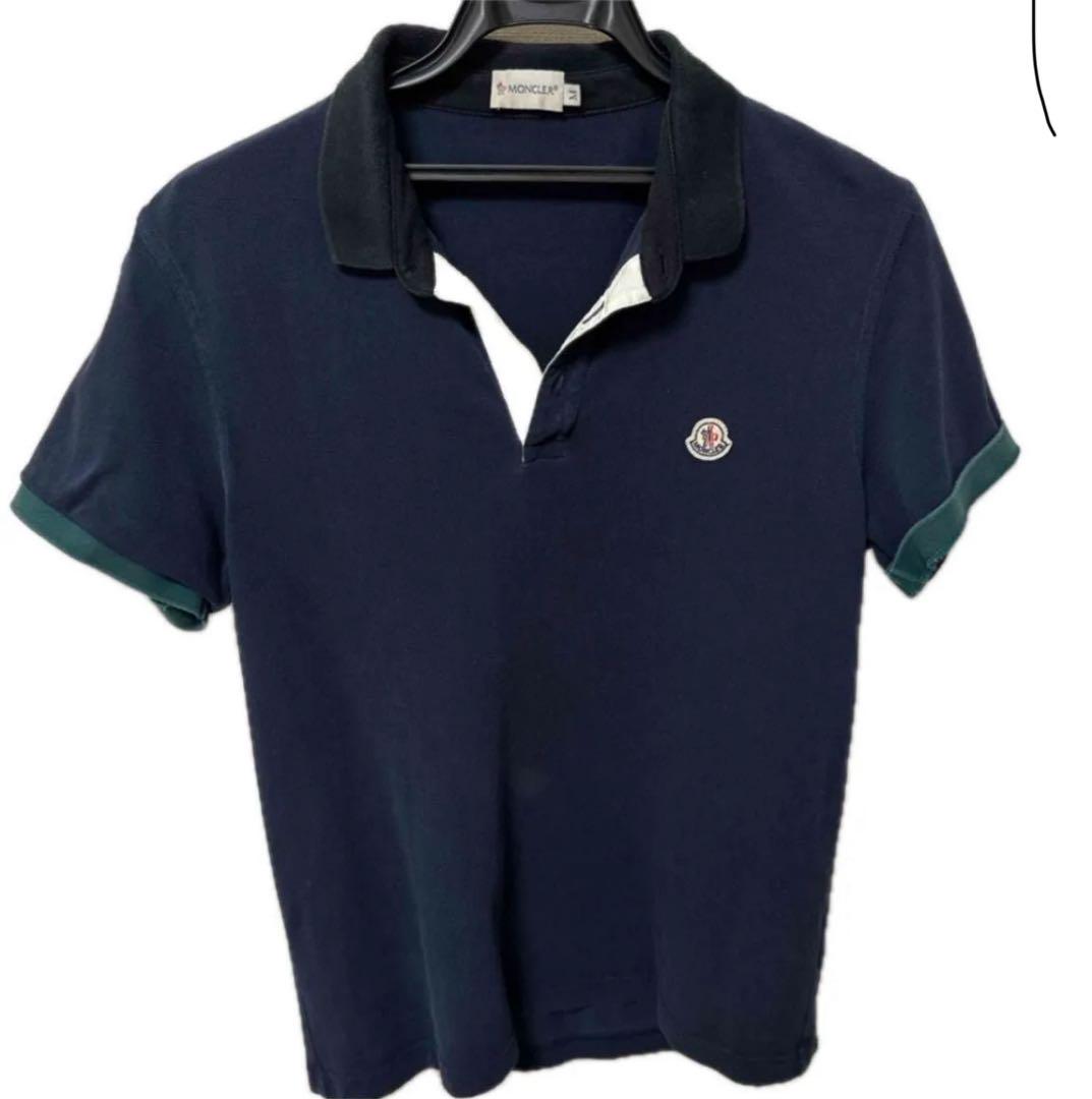 美品mocler モンクレール ポロシャツ ネイビー サイズM MAGLIA MONCLER モンクレール MAGLIA T-SHIRT マグリア 胸ロゴ ワッペン