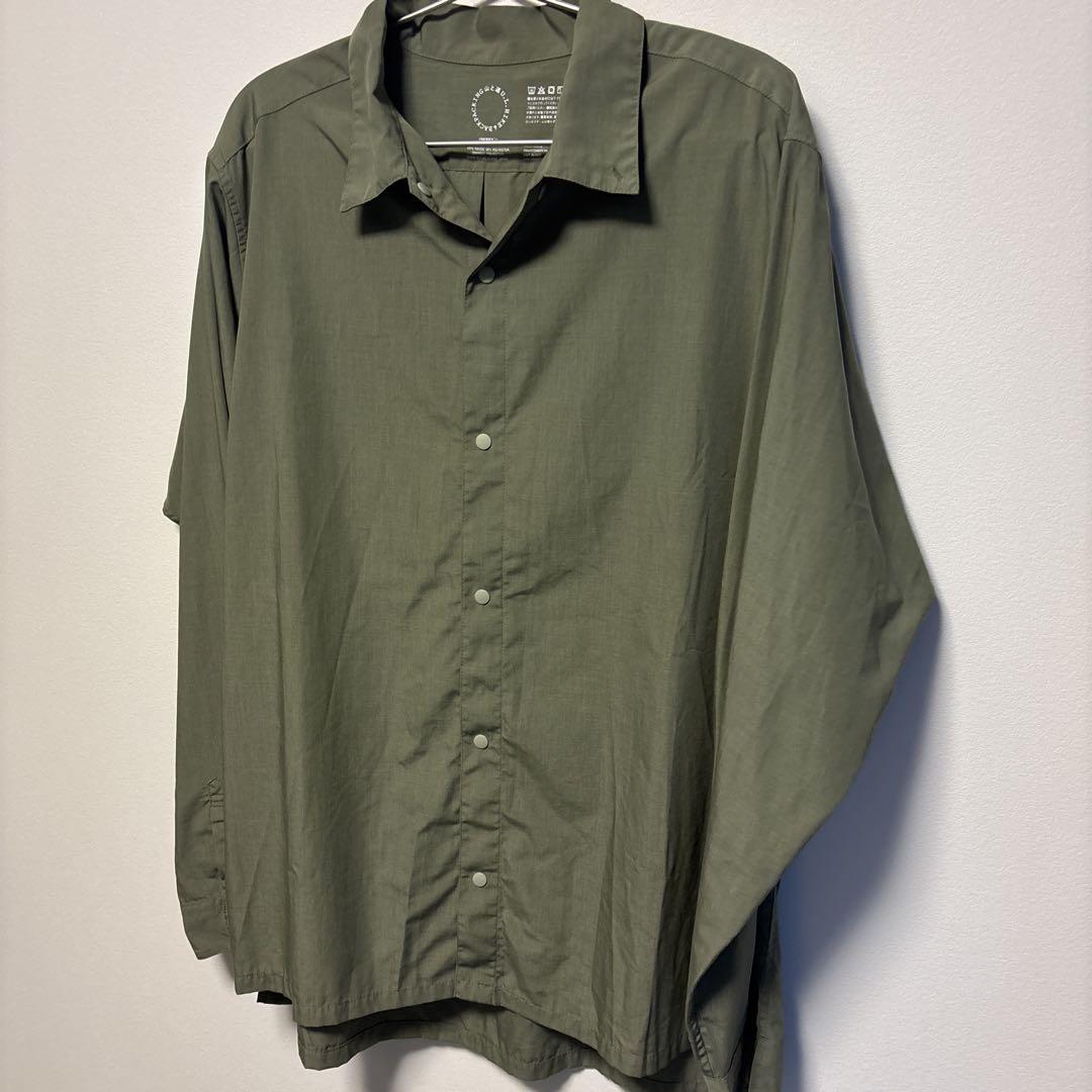 山と道　Bamboo Shirt Olive Ash 半袖Lサイズ 山と道 / バンブーショートスリーブシャツ メンズ（2024） – Run