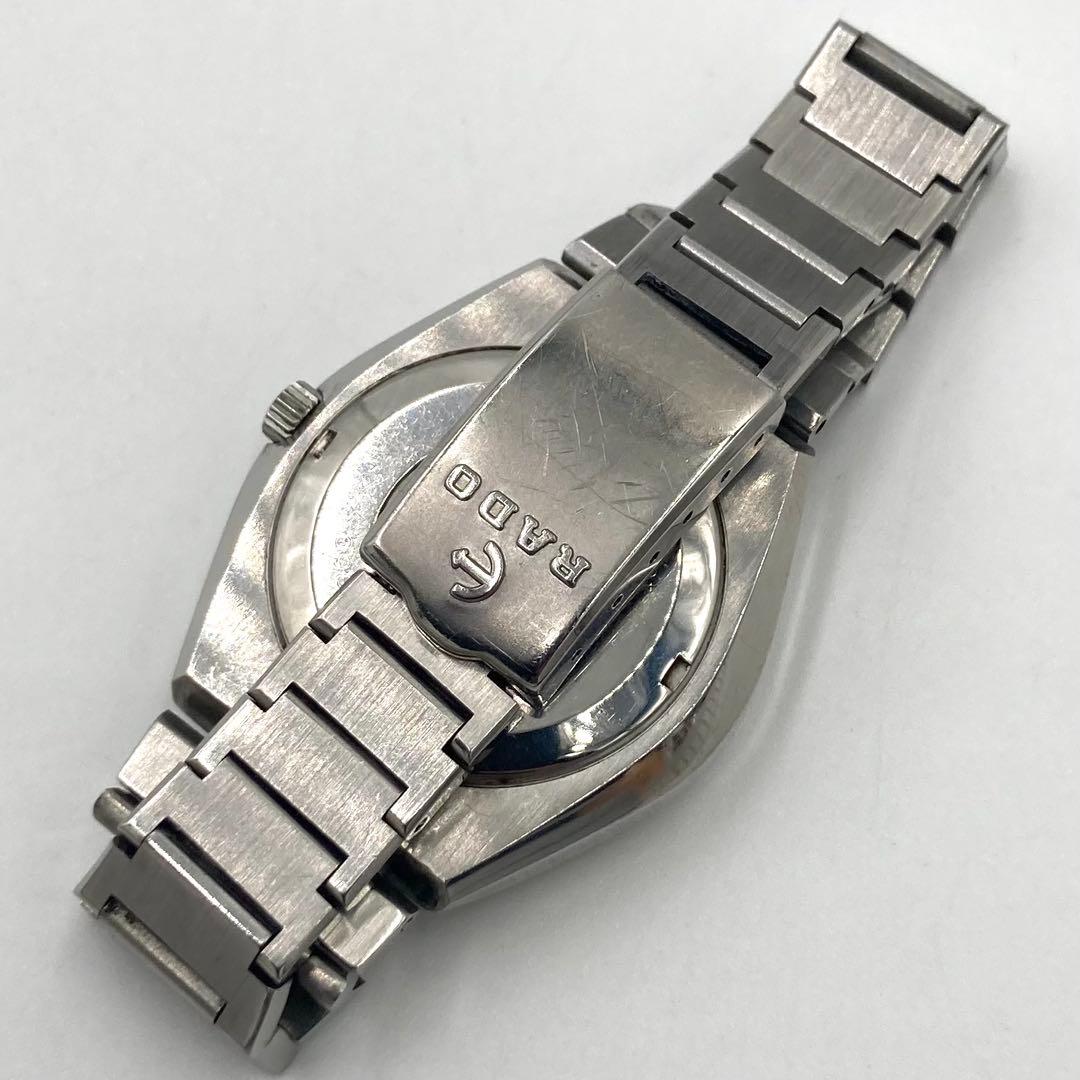 【稼動】 ラドー 腕時計 ベルグ 自動巻き 青文字盤 メンズ3面カットガラス