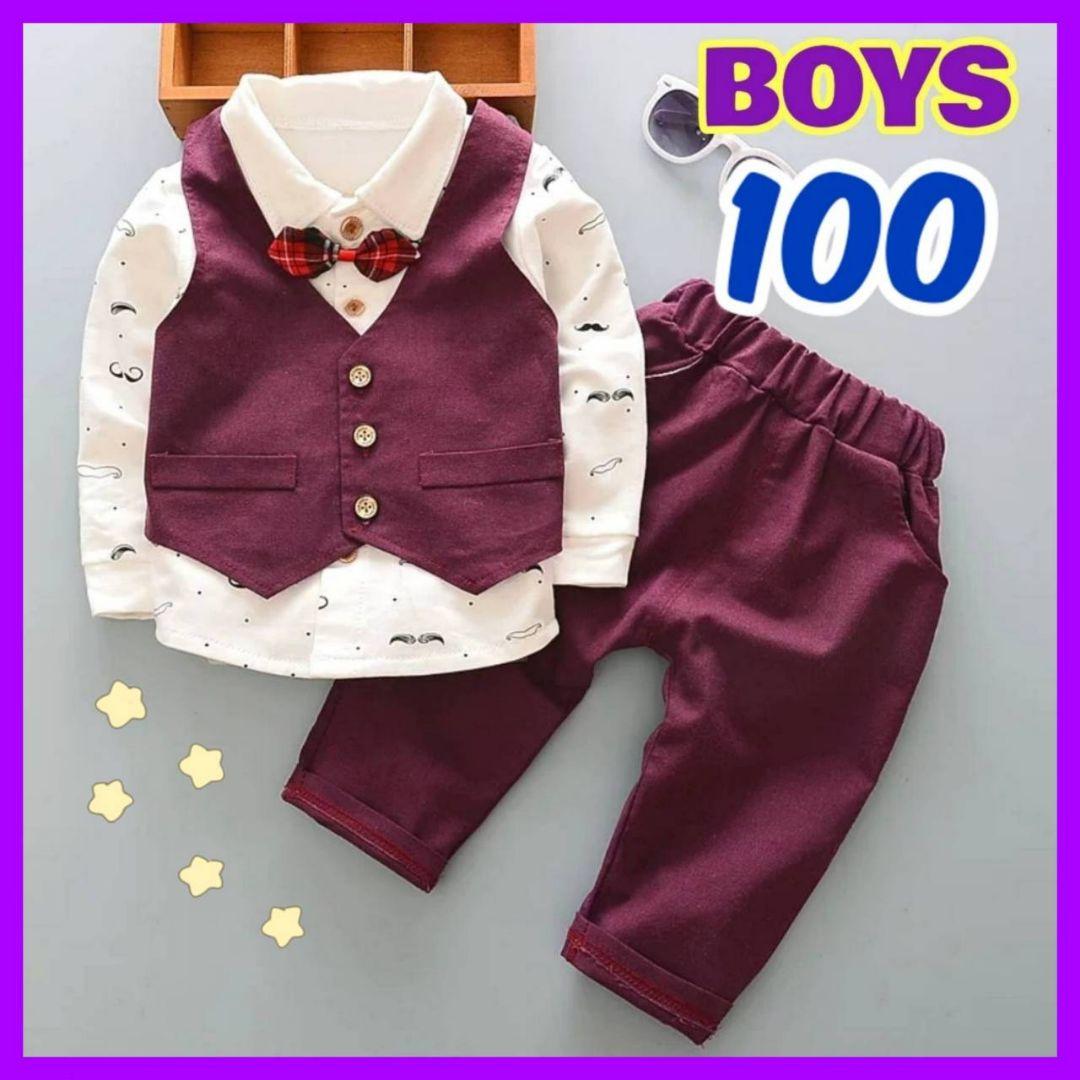 キッズ 男の子 セットアップ 上下セット フォーマル スーツ 100 男児 a