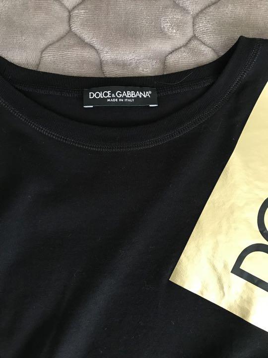 DolceGabbana 半袖 Tシャツ ゴールド デカロゴ ブラック