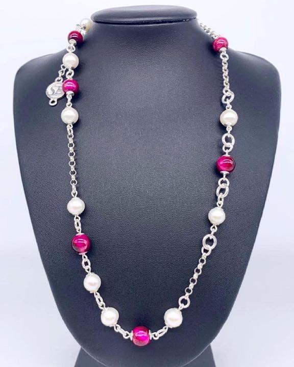 国産 淡水パール ピンクタイガーアイ necklace FetM3-m59122089275 NEW得価