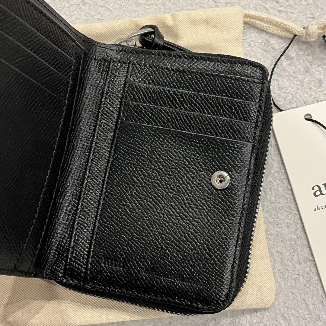 AMI PARIS ブラックレザー 二つ折り財布 保存袋付き