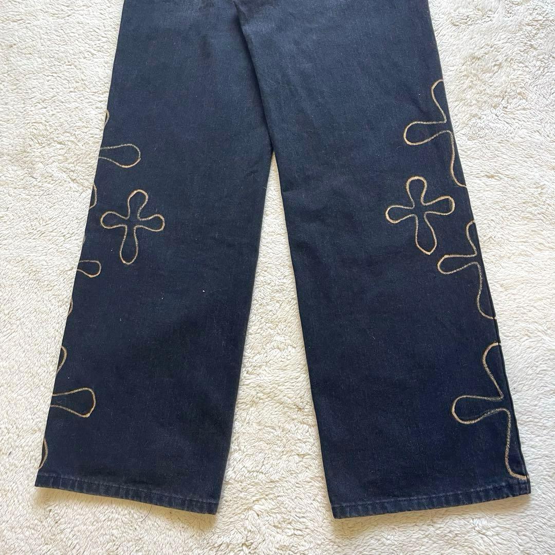 【1点もの】リメイク ブリーチ加工 クロム 十字架 ブラック デニムパンツ 【1点もの】リメイク ブリーチ加工 クロム 十字架 ブラック デニムパンツ