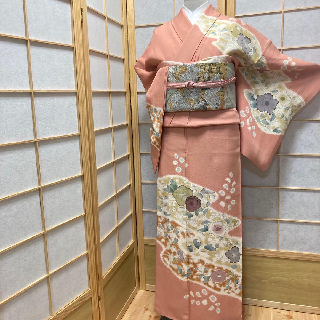 ［8549］訪問着 美品 辻ヶ花 手描き ぼかし 正絹 着物 袷