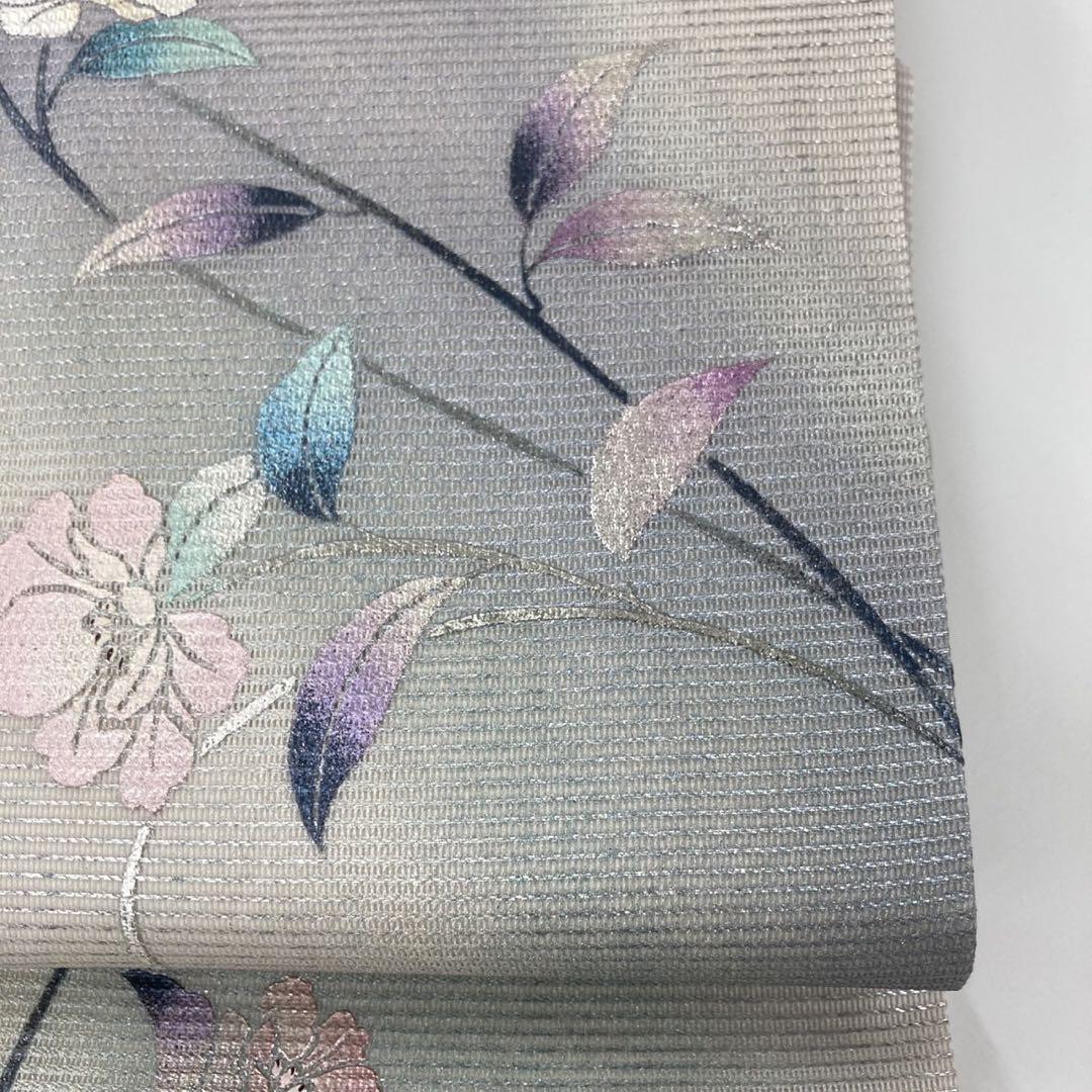夏帯 名古屋帯 絽 刺繍 箔押 上品 素敵なデザイン 九寸 正絹 AO