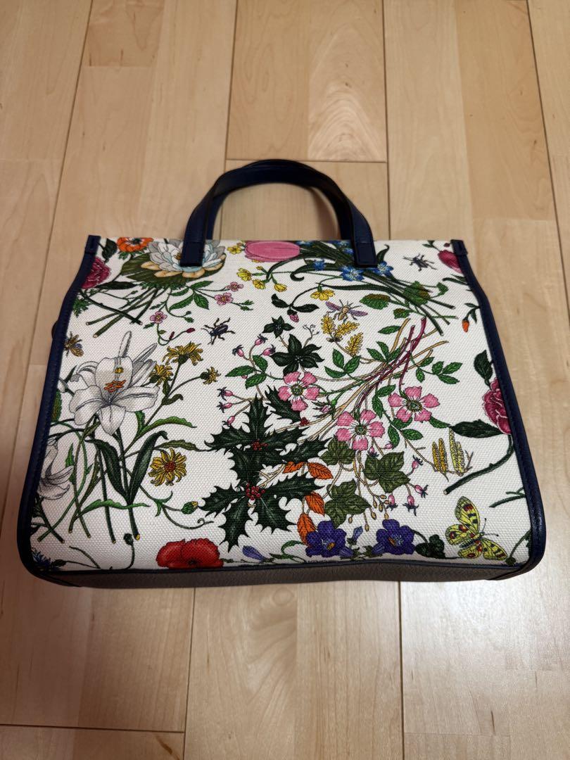 GUCCI グッチ　花柄キャンバスハンドバッグ
