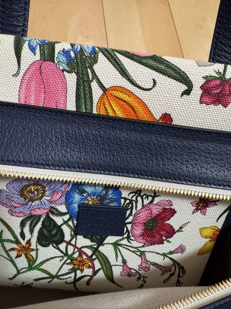 GUCCI グッチ　花柄キャンバスハンドバッグ