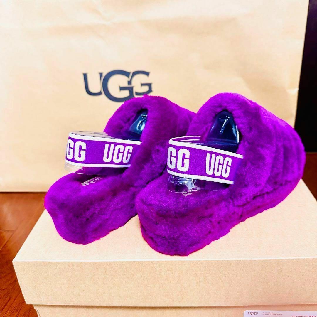 【1点限り】UGG アグ フラッフ イヤー スライド サンダル ムートン ボア
