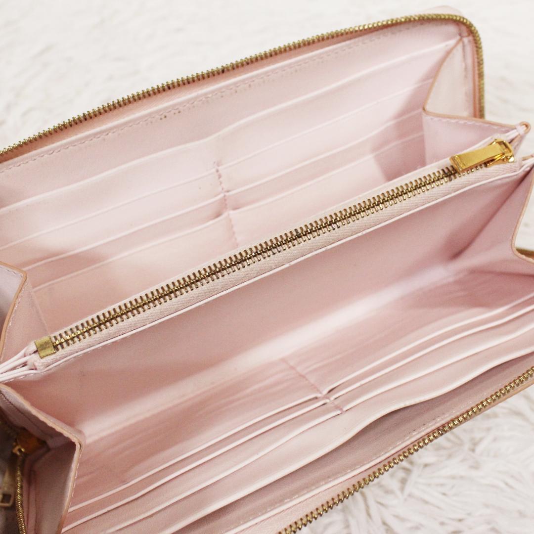 美品 CELINE セリーヌ 長財布 ラウンドジップ トリオンフ レザー ピンク