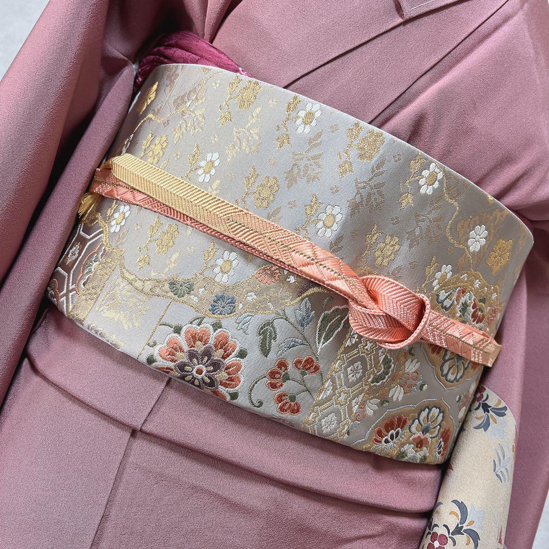 訪問着フルセット 着物 正絹 落款 右恭 ピンク 鳳凰 花 C1-2