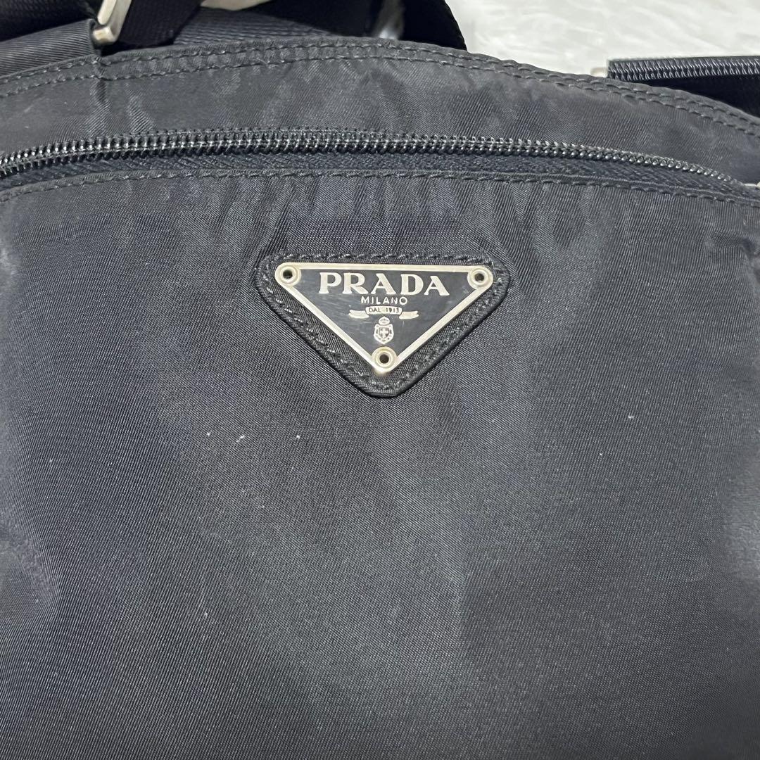 【極美品】PRADA ショルダーバッグ ナイロン　三角ロゴ　ブラック