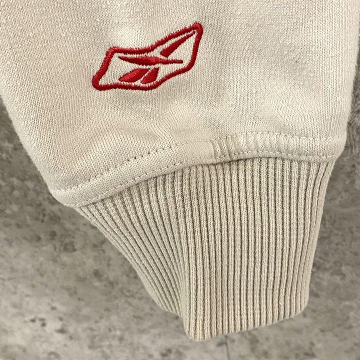 【希少クリームカラーXL☆US輸入90s】リーボック 刺繍スウェットトレーナー