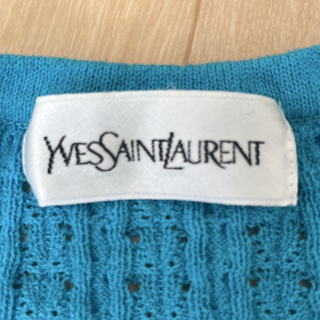 送料無料 いくらから YVES SAINT LAURENT 半袖ニット カーディガン トップス