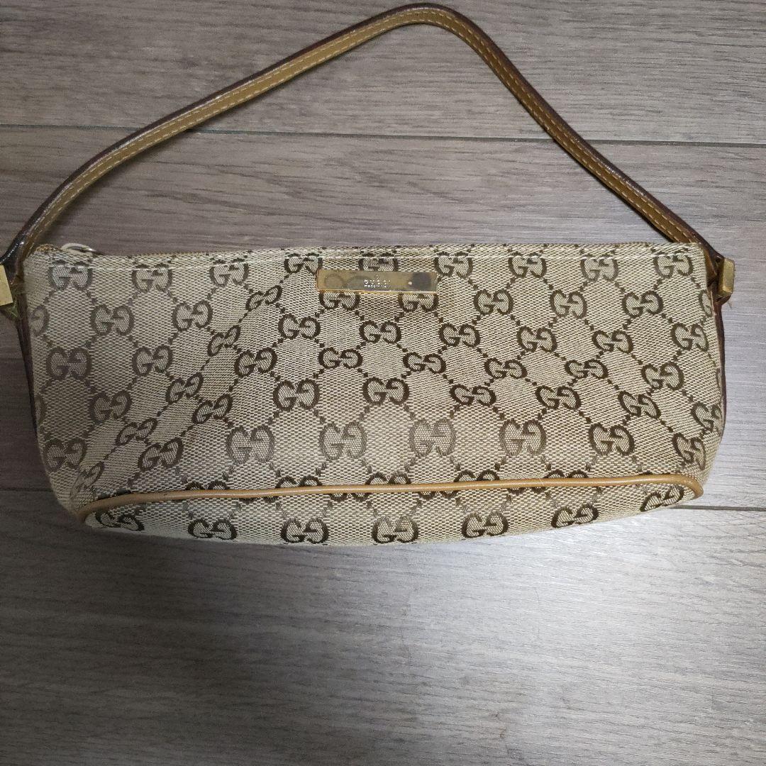 GUCCI ベージュキャンバスハンドバッグ GUCCI ベージュキャンバスハンドバッグ